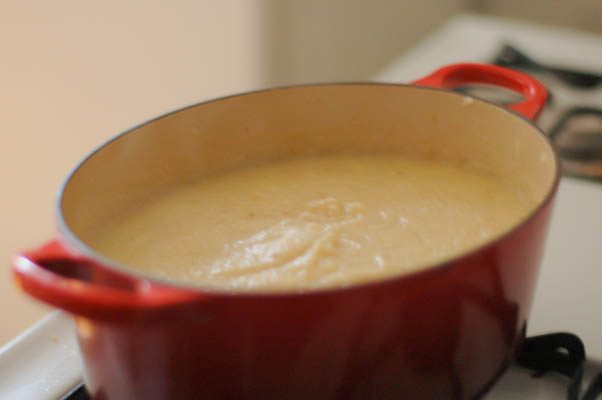 烤花椰菜汤用香醋上釉的青葱。无麸质，素食。从花到茎|因为美味www.andrewtoms.com