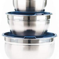 Fitzroy和Fox生产的带盖不锈钢搅拌碗（3套），蓝色或红色