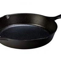 Lodge L8SK3 10.25英寸铸铁平底锅，调味前，可用于炉顶或烤箱，使用10.25英寸黑色