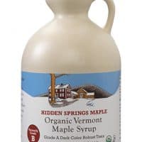 Hidden Springs有机佛蒙特州枫树糖浆，A级深色粗壮（以前是B级），32盎司，1夸脱，家庭农场，不含双酚A的罐子